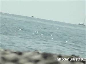 steamy nude girl spied beach hidden cam